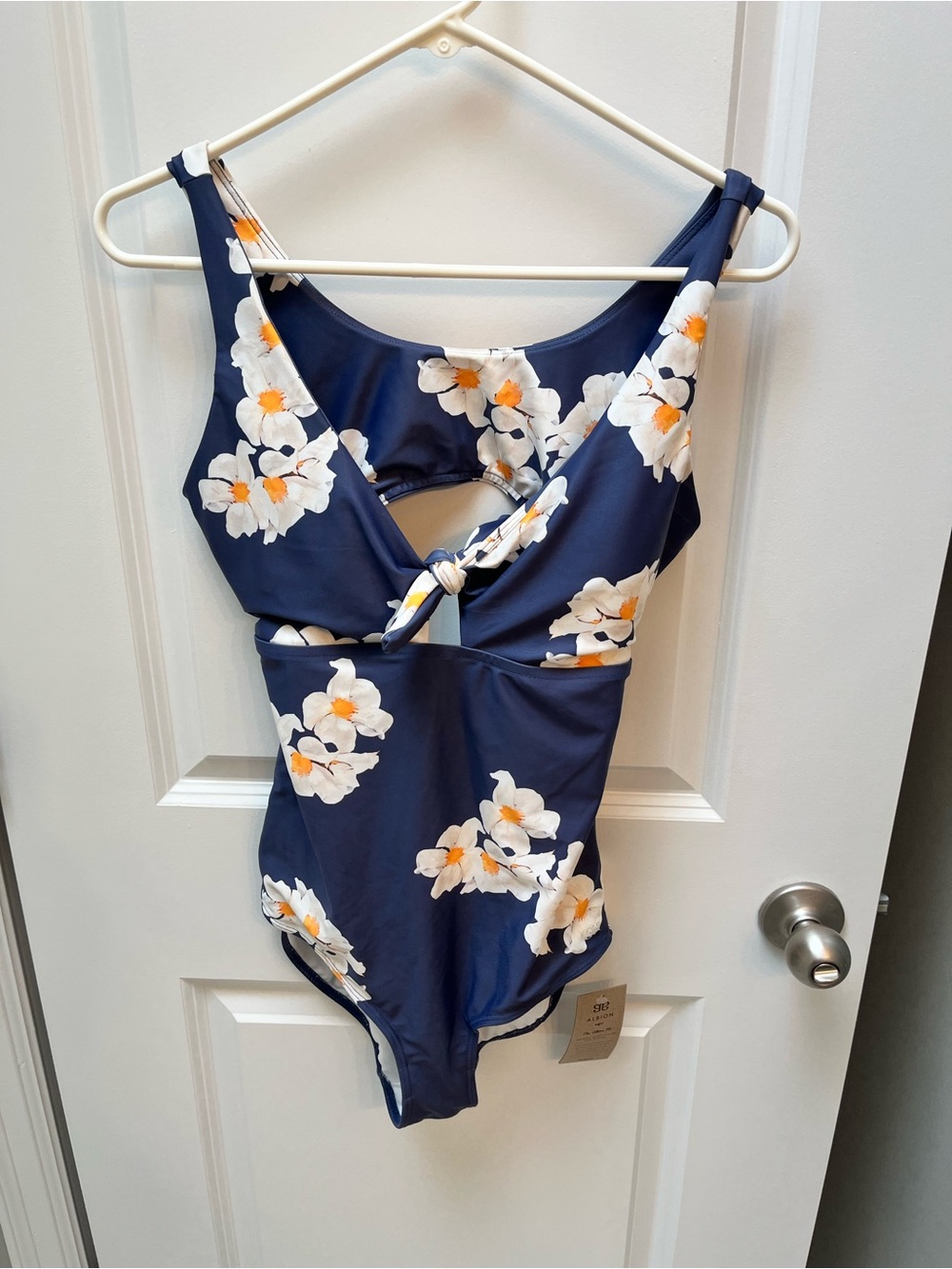 Never worn Womens Floral One-Piece Swimsuit with Knot Front